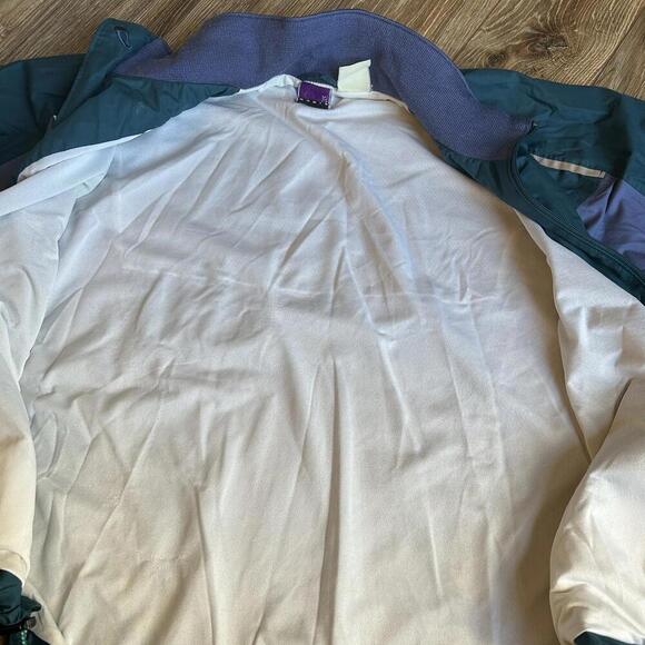 Vintage Asics 90s/80s Womens Reflective Teal Windbreaker Jacket Medium M Mint! - Picture 6 of 9